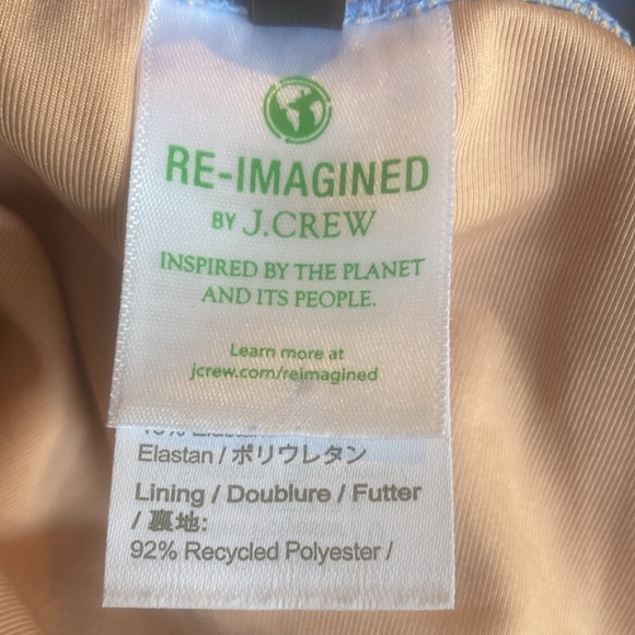 Reimagined by J Crew ruched bandeau one piece bathing suit in Pale Seascape - Picture 9 of 15